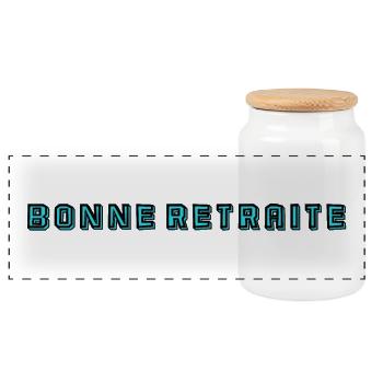 RETIREMENT. RETIREMENT. RETIRED. RETIREMENT - Panoramic Cookie Jar with Wooden Lid - white - Front