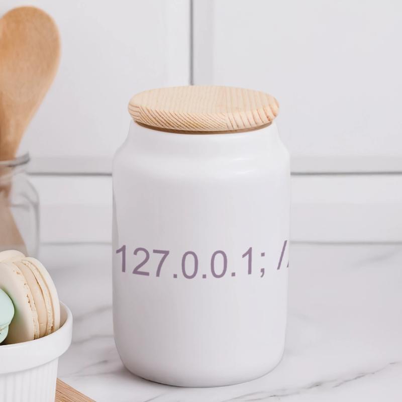 Programmer Nerd IT Joke Developer Home Panoramic Cookie Jar with Wooden Lid