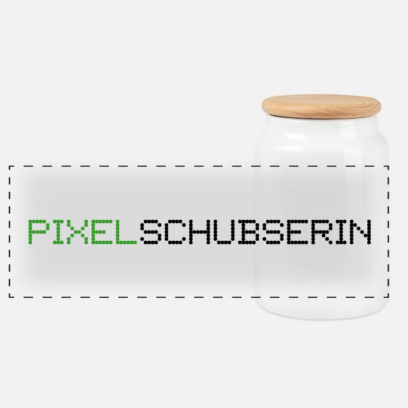 Pixelschubserin im Design von Pixeln, 2fb - Panorama Keksdose mit Holzdeckel - Weiß