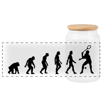 Die Evolution von Squash - Panorama Keksdose mit Holzdeckel - Weiß - Vorne