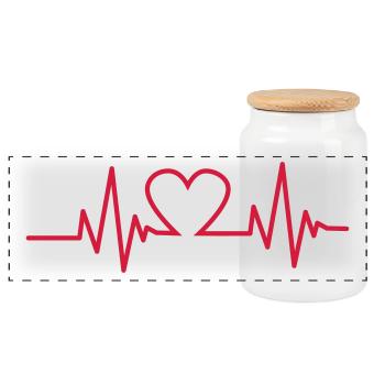 Heartbeat - Panoramic Cookie Jar with Wooden Lid - white - Front