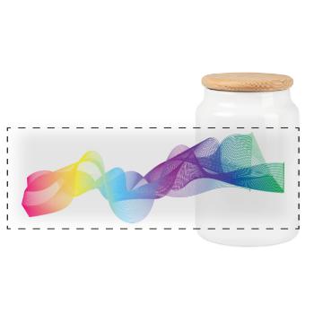 onde couleur - Boîte à biscuits avec couvercle en bois - blanc - Devant