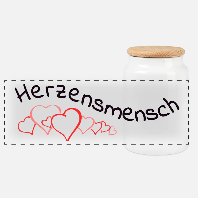 Herzensmensch - Panorama Keksdose mit Holzdeckel - Weiß