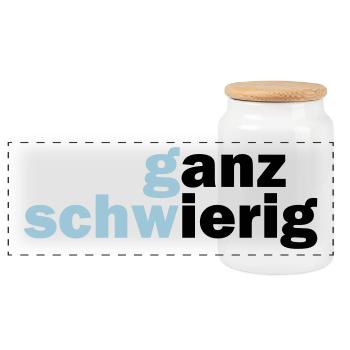 Ganz Schwierig - Panorama Keksdose mit Holzdeckel - Weiß - Vorne