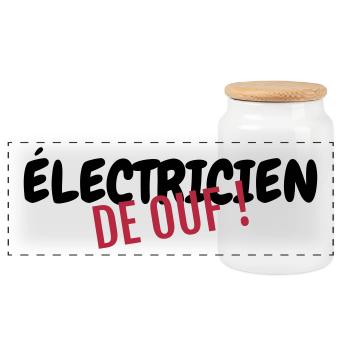 électricien / électricité / energie / bricolage - Boîte à biscuits avec couvercle en bois - blanc - Devant