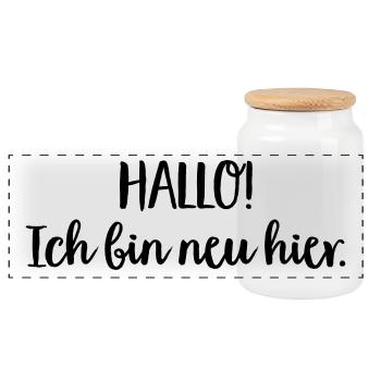 baby neu hier - Panorama Keksdose mit Holzdeckel - Weiß - Vorne