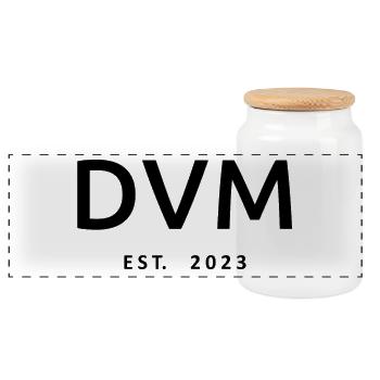 DVM Est. 2023 Abschluss der DVM Student Gift - Panorama Keksdose mit Holzdeckel - Weiß - Vorne