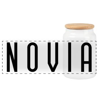 Novia Girlfriend Engagement Bridal Shower Wedding - Panoramic Cookie Jar with Wooden Lid - white - Front