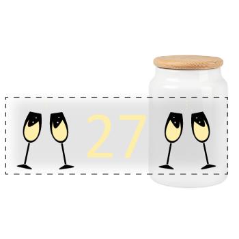 27th Birthday 27 Years Anniversary 27 Years Number 27 - Panoramic Cookie Jar with Wooden Lid - white - Front
