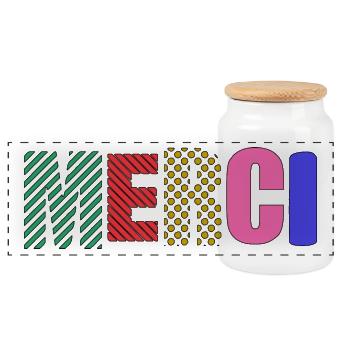 Thank you - Panoramic Cookie Jar with Wooden Lid - white - Front