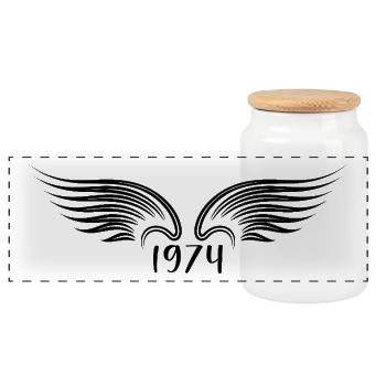 Original 1974 Vintage 1974 cadeau 1974 Rétro - Boîte à biscuits avec couvercle en bois - blanc - Devant