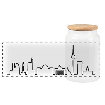 Skyline Berlin - Panorama Keksdose mit Holzdeckel - Weiß - Vorne