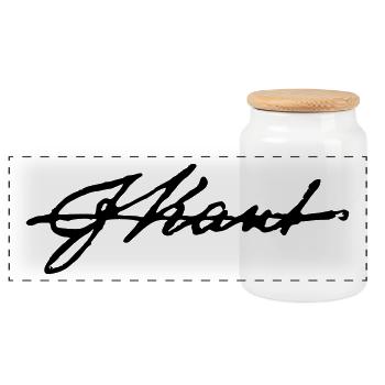 Immanuel Kant signature - Panoramic Cookie Jar with Wooden Lid - white - Front