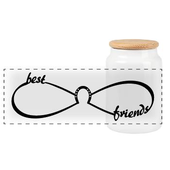 best friends Horses Infinity - best friends BFF - Panoramic Cookie Jar with Wooden Lid - white - Front
