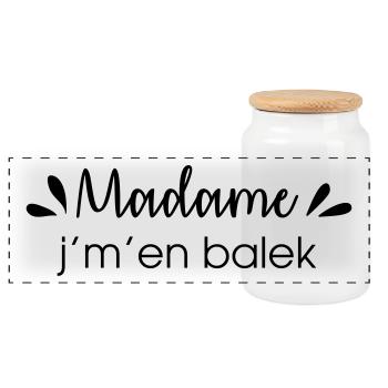 Madame j'm'en balek - Boîte à biscuits avec couvercle en bois - blanc - Devant