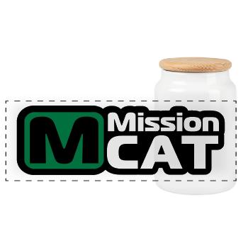 Waller, Wels, Angeln, Fisch, Mission Cat - Panorama Keksdose mit Holzdeckel - Weiß - Vorne