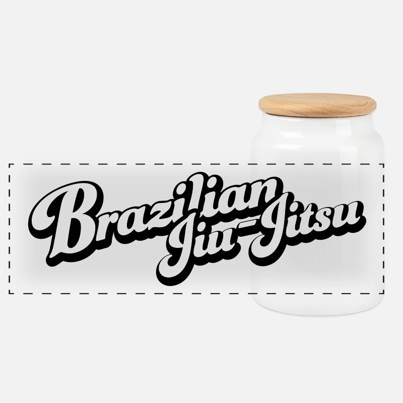Jiu-jitsu - Boîte à biscuits avec couvercle en bois - blanc