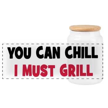 grill - Panoramic Cookie Jar with Wooden Lid - white - Front