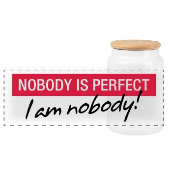 Personne n est parfait. Je ne suis personne! - Boîte à biscuits avec couvercle en bois - blanc - Devant
