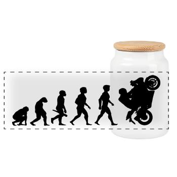 Evolution Superbikes Motorrad Biker Rennsport - Panorama Keksdose mit Holzdeckel - Weiß - Vorne