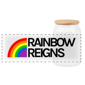 Rainbow Reigns LGBT Gay Pride - Boîte à biscuits avec couvercle en bois - blanc - Devant