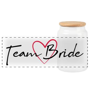 Team Bride Herz Junggesellinnenabschied - Panorama Keksdose mit Holzdeckel - Weiß - Vorne