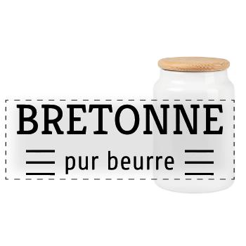 Bretagne / Breton / Bretonne / BZH / Breizh - Panoramic Cookie Jar with Wooden Lid - white - Front