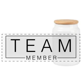 Team Members - Panoramic Cookie Jar with Wooden Lid - white - Front