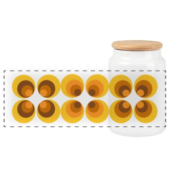 des années 70 motif fleur rétro - Boîte à biscuits avec couvercle en bois - blanc - Devant