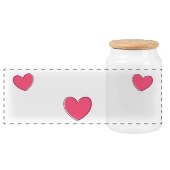 Ich liebe Dich Herz Valentinstag - Panorama Keksdose mit Holzdeckel - Weiß - Vorne