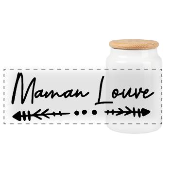 maman louve mère fille famille amour loup - Boîte à biscuits avec couvercle en bois - blanc - Devant