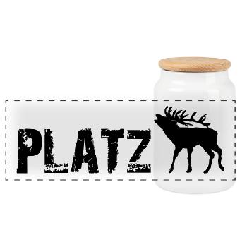 hirsch geweih party lustig - Panorama Keksdose mit Holzdeckel - Weiß - Vorne