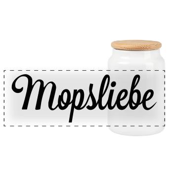 Mopsliebe - Panorama Keksdose mit Holzdeckel - Weiß - Vorne