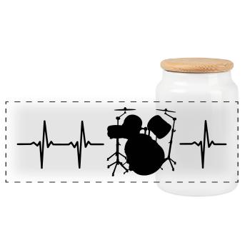 Drums t-shirt gift idea funny sayings - Panoramic Cookie Jar with Wooden Lid - white - Front
