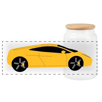 Car Car Sports Car Vehicle - Panoramic Cookie Jar with Wooden Lid - white - Front