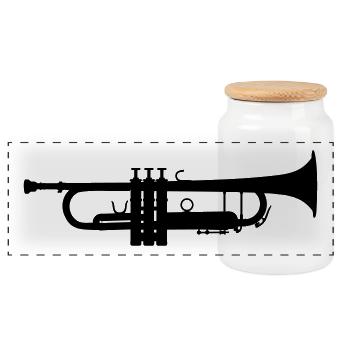 trumpet - Panoramic Cookie Jar with Wooden Lid - white - Front