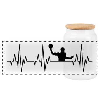Herzschlag EKG Wasserball Wasser Polo Wassersport - Panorama Keksdose mit Holzdeckel - Weiß - Vorne