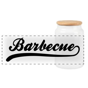 Barbecue - Panoramic Cookie Jar with Wooden Lid - white - Front