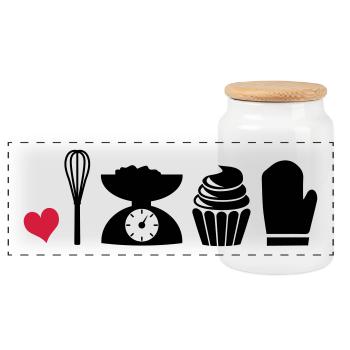 to bake - Panoramic Cookie Jar with Wooden Lid - white - Front