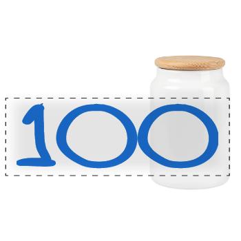 100. 100 YEARS. 100th ANNIVERSARY. 100 BIRTHDAY - Panoramic Cookie Jar with Wooden Lid - white - Front