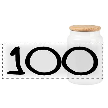 100. 100 YEARS. 100th ANNIVERSARY. 100 BIRTHDAY - Panoramic Cookie Jar with Wooden Lid - white - Front
