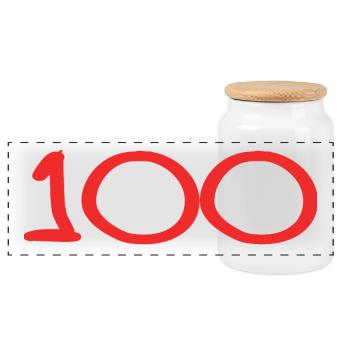 100. 100 YEARS. 100th ANNIVERSARY. 100 BIRTHDAY - Panoramic Cookie Jar with Wooden Lid - white - Front