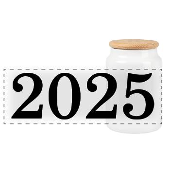 2025 New Year's Eve New Year black - Panoramic Cookie Jar with Wooden Lid - white - Front
