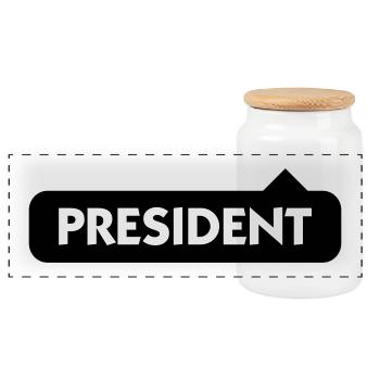 Präsident - Panorama Keksdose mit Holzdeckel - Weiß - Vorne