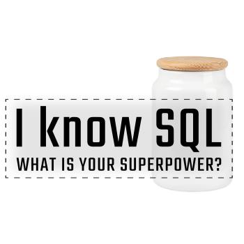 Je connais SQL - Boîte à biscuits avec couvercle en bois - blanc - Devant
