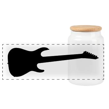 Guitar black - Panoramic Cookie Jar with Wooden Lid - white - Front
