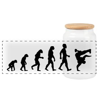 Evolution Breakdance Motiv als Geschenk - Panorama Keksdose mit Holzdeckel - Weiß - Vorne