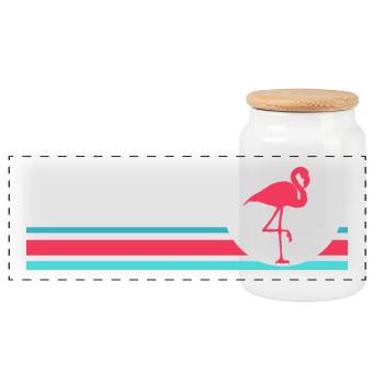 Flamingo - Panorama Keksdose mit Holzdeckel - Weiß - Vorne