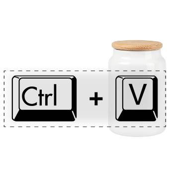 Copy paste funny gift for twins - Panoramic Cookie Jar with Wooden Lid - white - Front