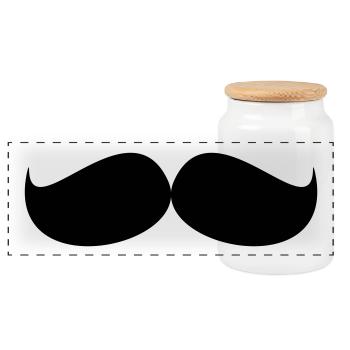 Funny barbe & Mustache - Panoramic Cookie Jar with Wooden Lid - white - Front